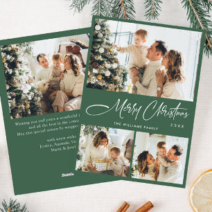 Elegant Minimalist Christmas Greeting 4 Photo Holiday Card