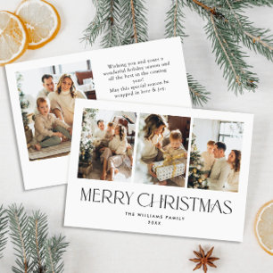 Elegant Minimalist Christmas Greeting 4 Photo Holiday Card