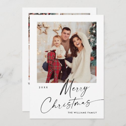 Elegant Minimalist Christmas Greeting 5 Photo Holiday Card