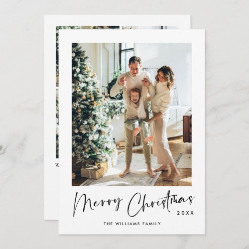 Elegant Minimalist Christmas Greeting 5 Photo Holiday Card