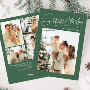 Elegant Minimalist Christmas Greeting 5 Photo Holiday Card