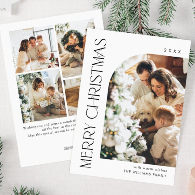 Elegant Minimalist Christmas Greeting 5 Photo Holiday Card (Creator Uploaded)