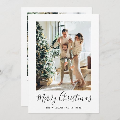 Elegant Minimalist Christmas Greeting 5 Photo Holiday Card