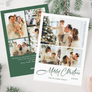 Elegant Minimalist Christmas Greeting 7 Photo Holiday Card
