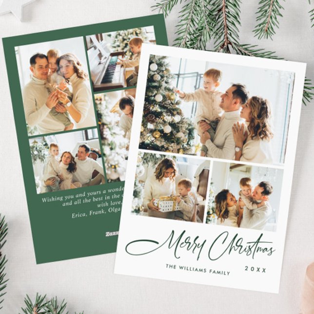 Elegant Minimalist Christmas Greeting 7 Photo Holiday Card (Creator Uploaded)