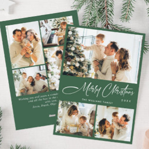 Elegant Minimalist Christmas Greeting 7 Photo Holiday Card