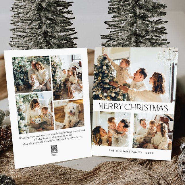 Elegant Minimalist Christmas Greeting 7 Photo Holiday Card (Creator Uploaded)