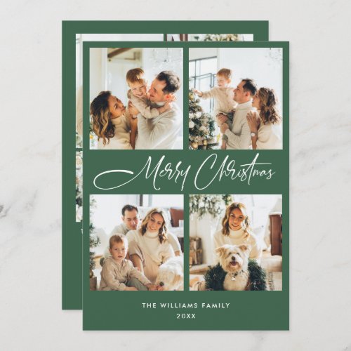 Elegant Minimalist Christmas Greeting 8 Photo Holiday Card