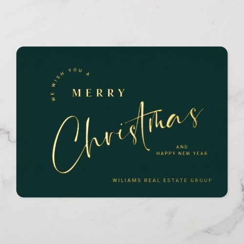 Elegant Minimalist Christmas Greeting Company Gold Foil Holiday Card