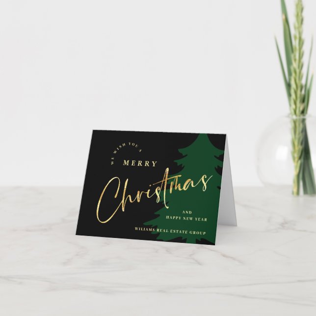 Elegant Minimalist Christmas Greeting Corporate Holiday Card (Front)