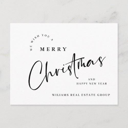 Elegant Minimalist Christmas Greeting Corporate Postcard