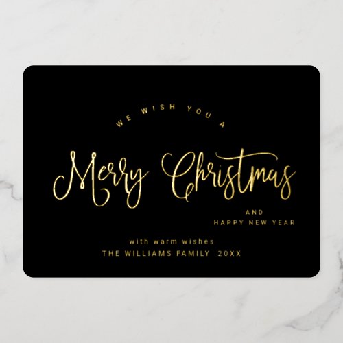 Elegant Minimalist Christmas Greeting Gold Foil Holiday Card