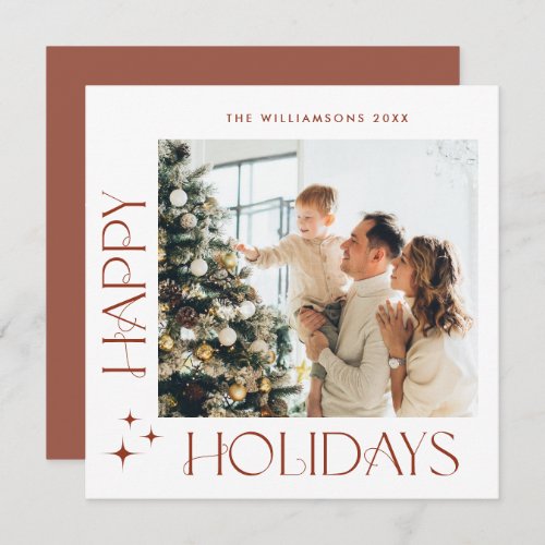 Elegant Minimalist Christmas Greeting One Photo Holiday Card