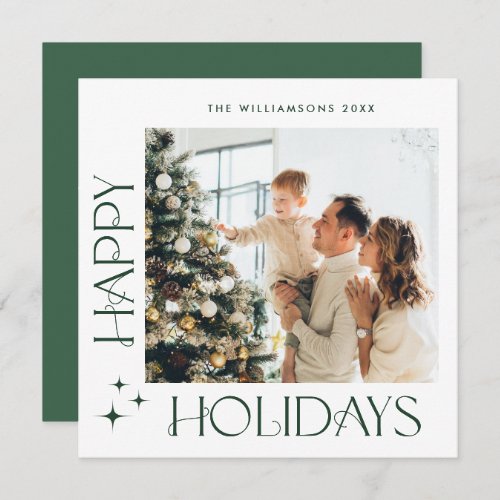 Elegant Minimalist Christmas Greeting One Photo Holiday Card