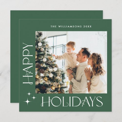 Elegant Minimalist Christmas Greeting One Photo Holiday Card