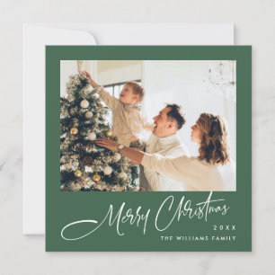 Elegant Minimalist Christmas Greeting One Photo Holiday Card