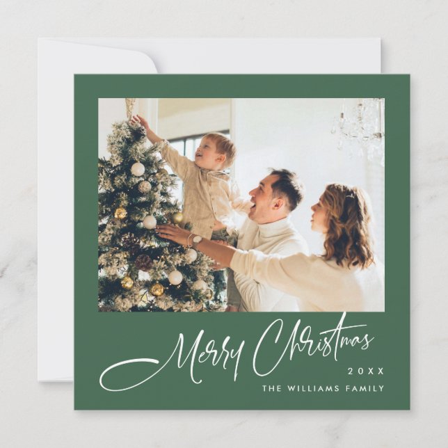 Elegant Minimalist Christmas Greeting One Photo Holiday Card (Front)