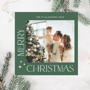 Elegant Minimalist Christmas Greeting One Photo Holiday Card