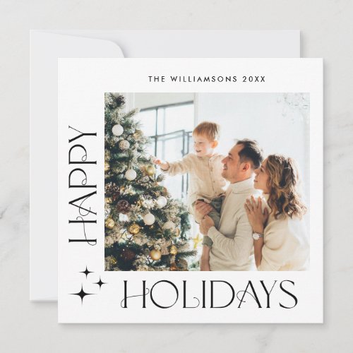 Elegant Minimalist Christmas Greeting One Photo Holiday Card