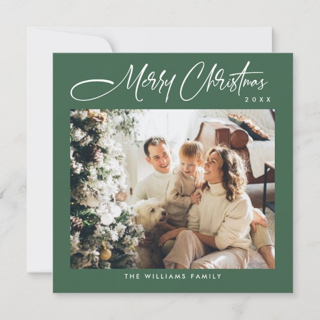 Elegant Minimalist Christmas Greeting One Photo Holiday Card (Front)