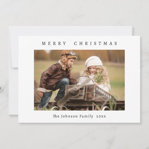 Elegant Minimalist Christmas Greeting Photo Holiday Card