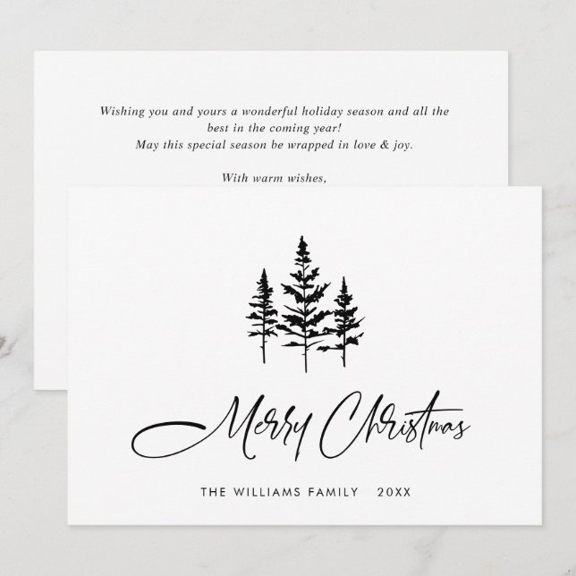 Elegant Minimalist Christmas Greeting QR code Holiday Card (Front/Back)