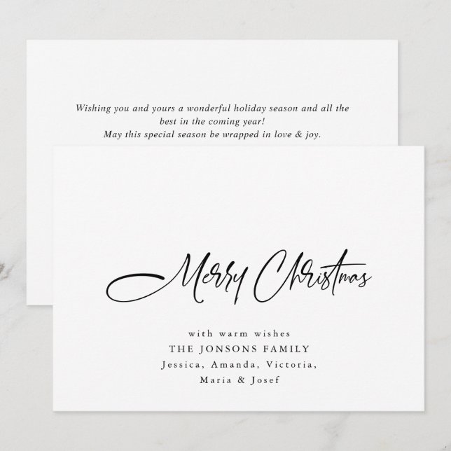 Elegant Minimalist Christmas Greeting QR code Holiday Card (Front/Back)