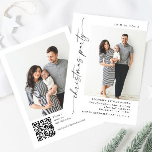 Elegant Minimalist Christmas Holiday Party 2 Photo Invitation