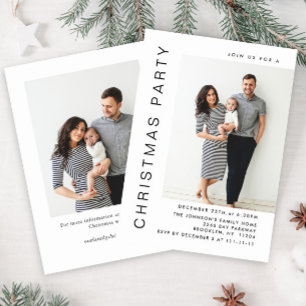 Elegant Minimalist Christmas Holiday Party 2 Photo Invitation