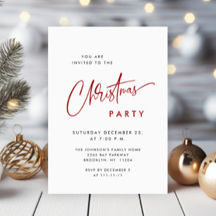 Elegant Minimalist Christmas Holiday Party Invitation
