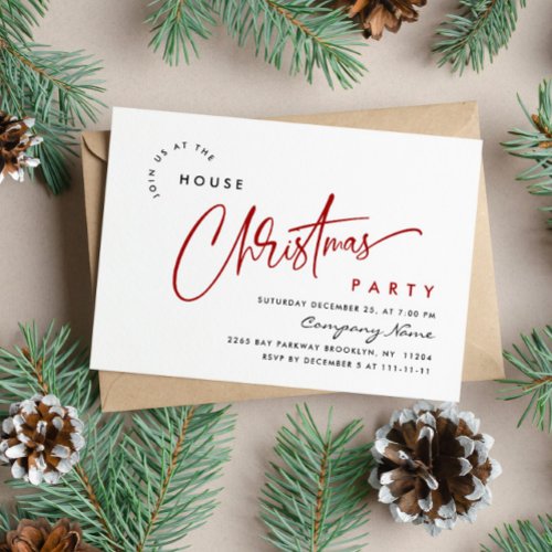 Elegant Minimalist Christmas Holiday Party Invitation
