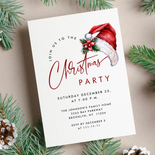 Elegant Minimalist Christmas Holiday Party Invitation