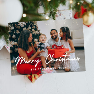 Elegant Minimalist Christmas Modern Family Photo Holiday Card