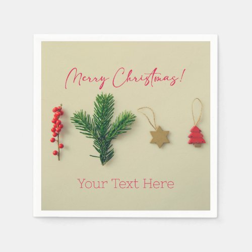 Elegant Minimalist Christmas Napkin with Holiday D