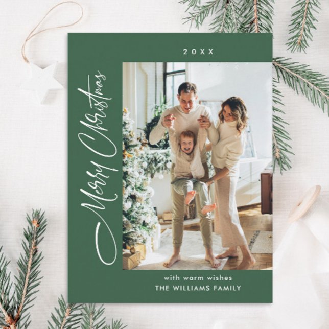 Elegant Minimalist Christmas One Photo Greeting Postcard (Creator Uploaded)
