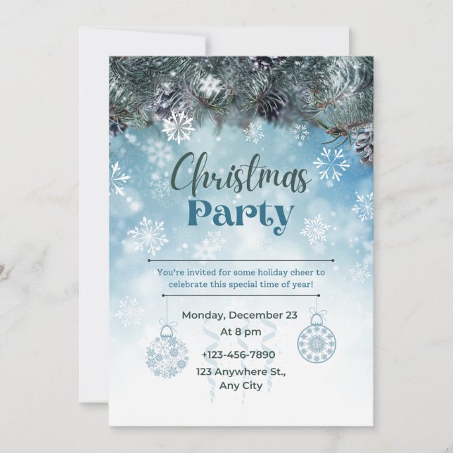 Elegant Minimalist Christmas Party Invitation (Front)