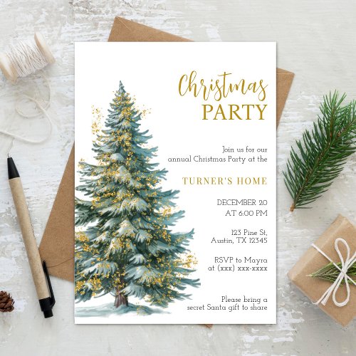 Elegant Minimalist Christmas Party Invitation