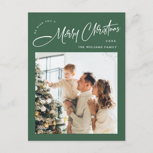 Elegant Minimalist Christmas Photo Greeting Postcard