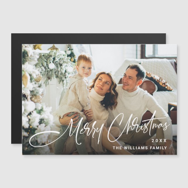 Elegant Minimalist Christmas PHOTO Magnetic Card (Front/Back)