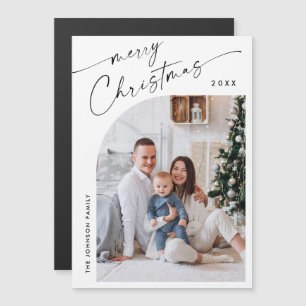 Elegant Minimalist Christmas PHOTO Magnetic Card