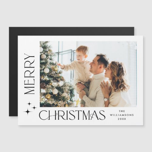 Elegant Minimalist Christmas PHOTO Magnetic Card