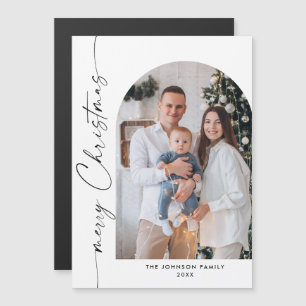 Elegant Minimalist Christmas PHOTO Magnetic Card