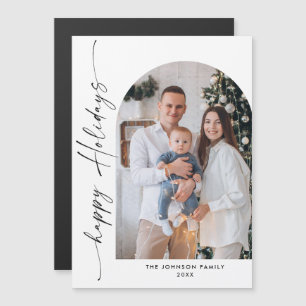 Elegant Minimalist Christmas PHOTO Magnetic Card