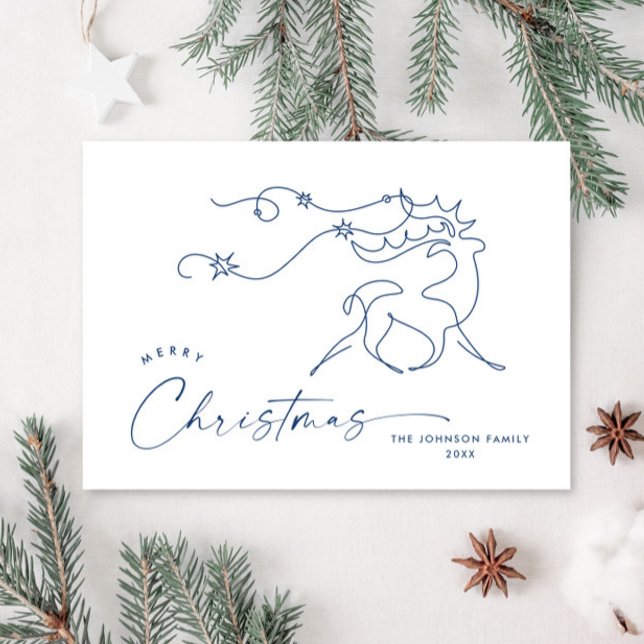 Elegant Minimalist Christmas Reindeer Greeting Holiday Card (Creator Uploaded)