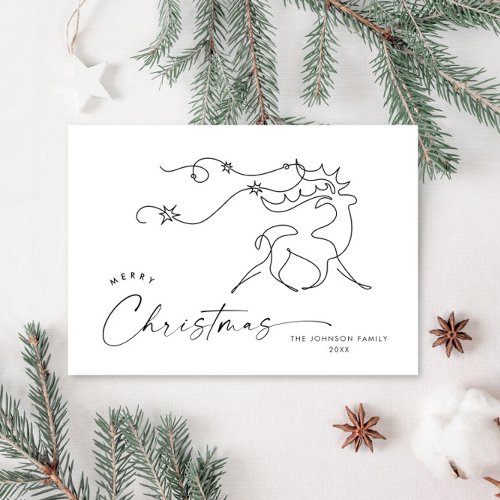 Elegant Minimalist Christmas Reindeer Greeting Holiday Card