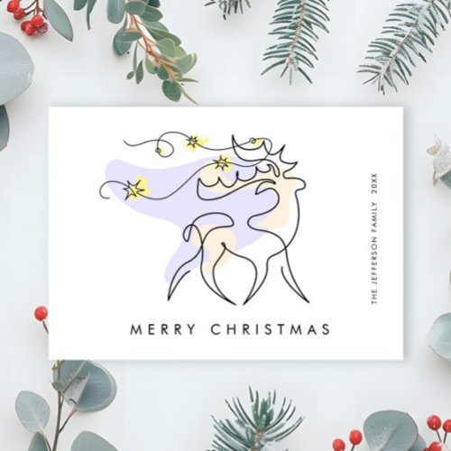 Elegant Minimalist Christmas Reindeer Greeting Holiday Card