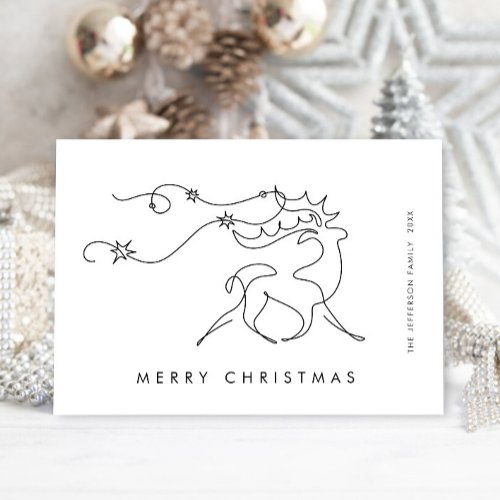 Elegant Minimalist Christmas Reindeer Greeting Holiday Card