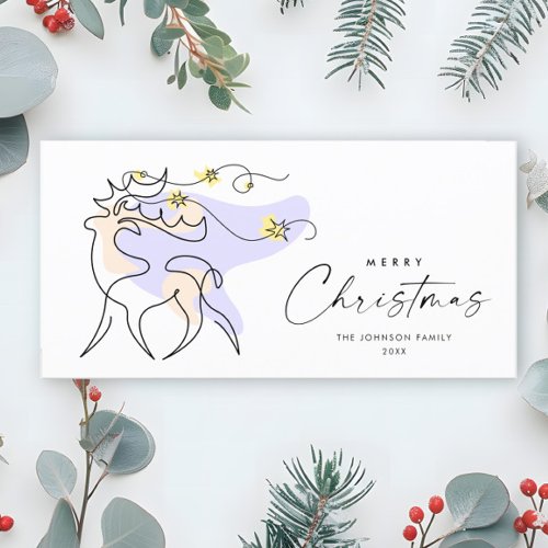 Elegant Minimalist Christmas Reindeer Greeting Holiday Card