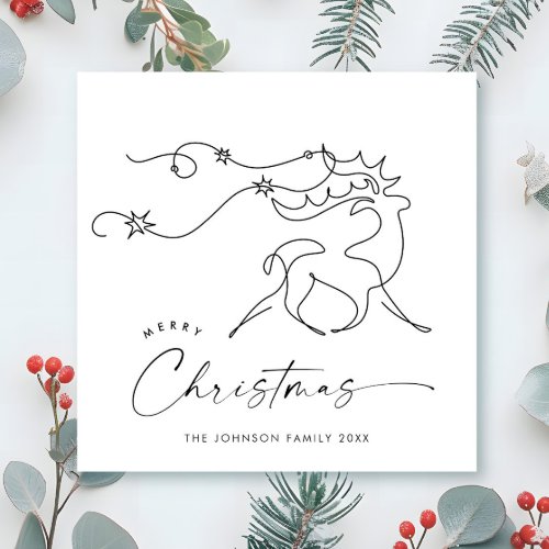 Elegant Minimalist Christmas Reindeer Greeting Holiday Card