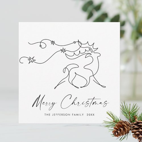 Elegant Minimalist Christmas Reindeer Greeting Holiday Card